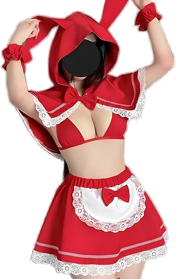 JasmyGirls Sexy Cosplay Lingerie for Women Halloween Little Red Riding Hood Costume Slutty Bunny Kawaii Anime Christmas Santa Xmas Outfits
