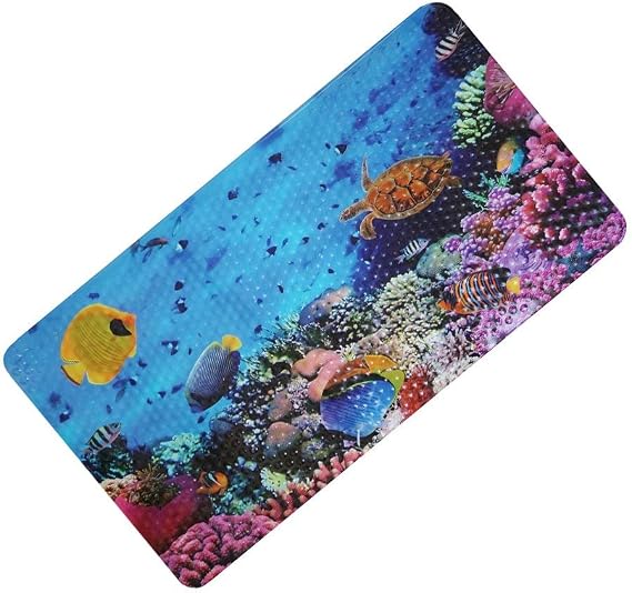 Non Slip Baby Bath Mat with Suction Cups for Tub, Shower Anti-Slip Mat, 27 x 15 Inch Cute Pattern Design, Bathtub Mat for Kids (Beige Hippo)