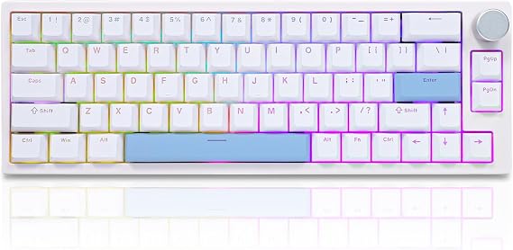 BOYI 66Pro Rapid Trigger Magnetic Switch 65% Mechanical Keyboard,Hall Effect Gasket-Mounted RGB HotSwap Hyper-Fast Adjustable Actuation Wired Compact Gaming Keyboard with Knob(White)