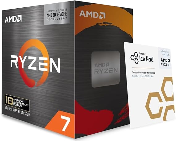 AMD Ryzen 7 5800X3D Processeur 10TH ANNIVERSARY (8 Cores/16 Threads, Socket AM4, 105W TDP, 100 Mo Cache, up to 4.5 GHz Frequency Boost, no heatsink)