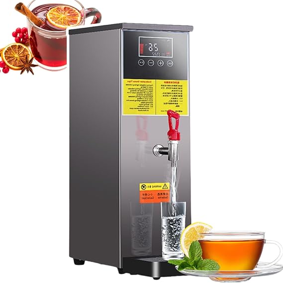 Stainless Steel 50L Commercial WaterHeater, Automatic Boiling Water Machine with LCD Display & Auto Inlet, Stepping Type, 25L/40L Options, Silver (Black 50l)