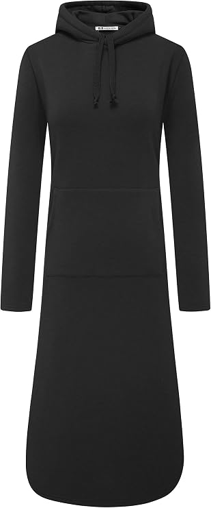 WenVen Womens Long Hoodie Dress Thicken Fleece Lined Pullover Sweatshirt