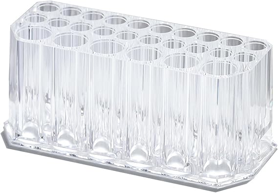 Clear Acrylic Makeup Brush Holder Organizer, 26-Slot Cosmetic Brush & Pen Storage Caddy for Vanity Desk, Bathroom Counter