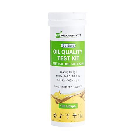 Restaurantware 3.8 x 1.3 Inch Restaurant Test Strips 100 Low Range Food Service Test Strips - Food Grade Easy To Use Paper Fryer Oil Test Kit FFA Concentration Ratings Quick Results