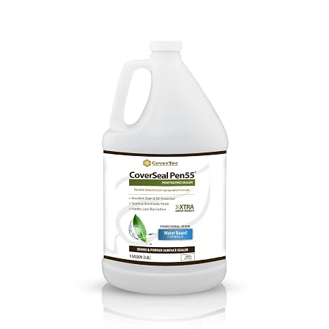 CoverSeal PEN55 Heavy Duty Concrete Sealer, Penetrating Oil and Stain Resistant, Long Lasting Clear Fluoropolymer (1 Gal)