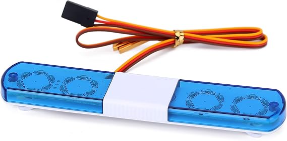 Multi-Function LED Police Flash Light Bar Lamp for 1/10 1/8 1/12 RC Model Car WPL D12 HSP TRX4 Tamiya CC01 D90 SCX10 (115mm Blue)