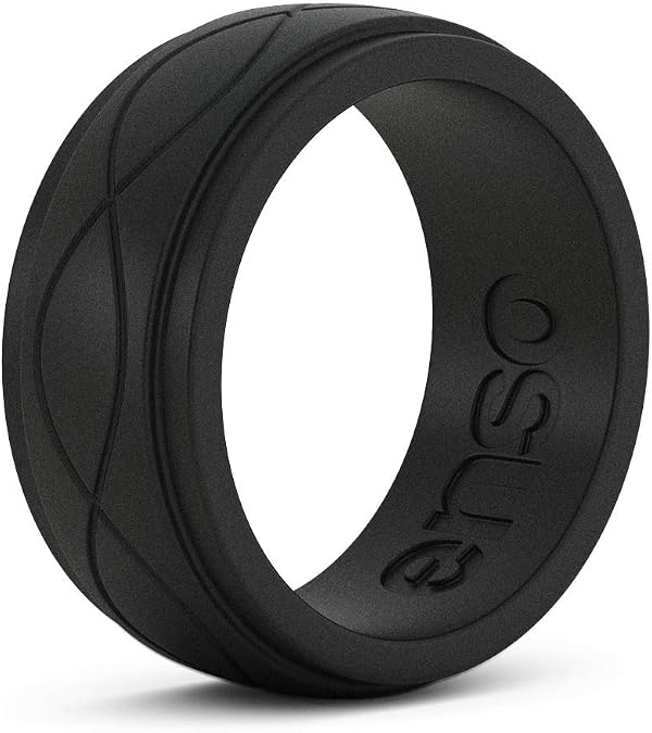 Enso Rings Mens Infinity Silicone Ring Hypoallergenic Wedding Band for Men Comfortable Band for Active Lifestyle 9mm Wide, 2.25mm Thick