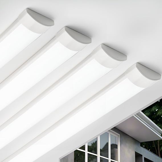 4FT 4 Pack LED Batten Light, PC Body, 32W Cool White 6500K LED Tube Lights