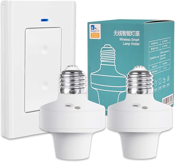 QIACHIP Ewelink 2.4G Wireless Remote Control Light Socket E26 E27 Bulb Socket Adapter, Bluetooth Smart Lamp Holder,Support APP Timing Delay (2 Socket + 1 Switch)
