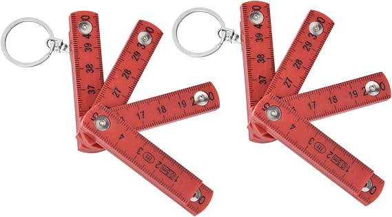 Qiilu Foldable Ruler, 2-Pack ABS Material, 50cm/19.7in, Red, Modern Style, Folding, Plastic Construction