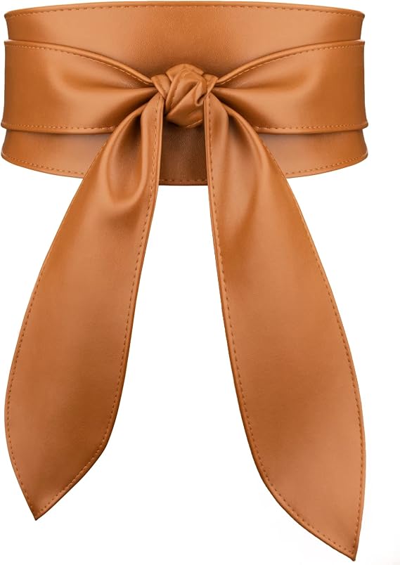 Wide Leather Obi Belts for Women Fashion Wrap Belt for Dresses