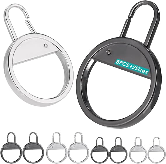 Zipper Pull Replacement Small Hole Zipper Pull Tab Repair for Jacket Shoes Bagpack 2 Sizes (Black/Silver)
