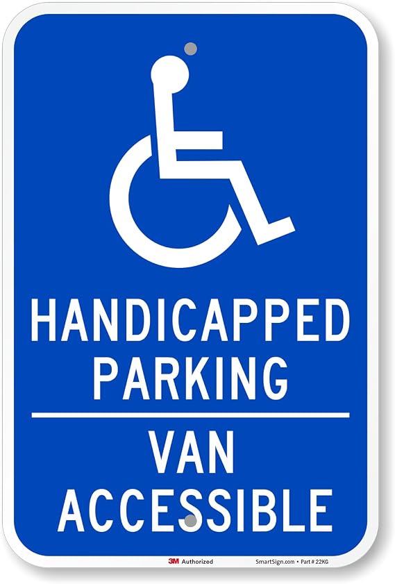 SmartSign 18 x 12 inch Handicapped Parking - Van Accessible Sign, 63 mil Aluminum, 3M Laminated Engineer Grade Reflective Material, Blue and White, Made in USA