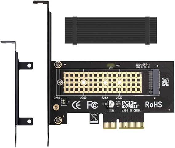 M.2 NVME to PCIe 4.0 x4 Adapter with Aluminum Heatsink Solution