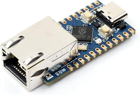 Waveshare RP2350-ETH Mini Development Board, RP2350 Ethernet Port Module, Raspberry Pi Microcontroller Development Board, Based on Official P2350 Dual-core & Dual-Architecture Microcontroller