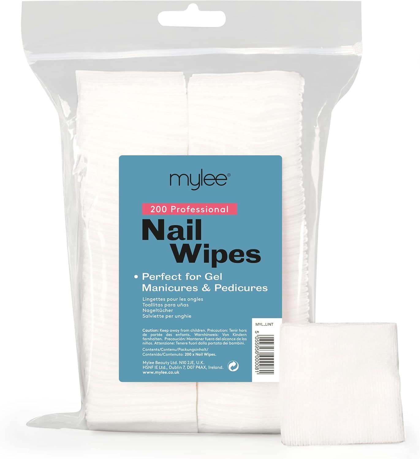 Mylee Pro Nail Wipes Professional Use Gel Removal Soft Pads for Manicure and Pedicure Pack of 200
