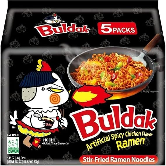 Bulldak Hot Chicken Ramen - 140g (Pack of 5) | Spicy Korean Noodles for Heat Lovers | Extreme Spiciness | Quick & Easy Meal | Authentic Korean Flavour