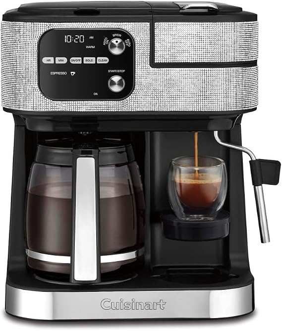 Cuisinart Coffeemaker, Coffee Center Barista Bar 4-In-1 Coffee Machine, Single-Serve Coffee, Espresso & Nespresso Capsule Compatible, 12-Cup Carafe, Silver Crystal, SS-4N1SC