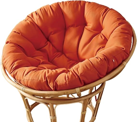 Papasan Chair Cushion, Papasan Cushion Only, Thickened Overstuffed Round Cushion Hanging Swing Comfortable Cushion for Outdoor and Indoor Garden or Patio(Orange,50 * 50cm)