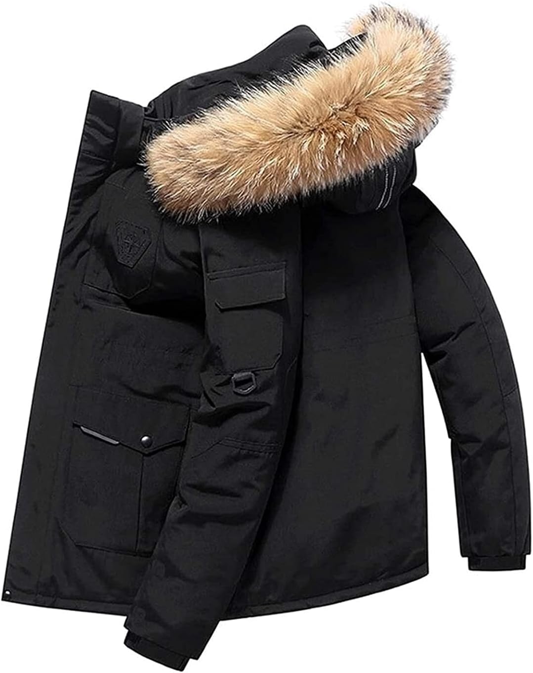Men's Down Jacket Big Goose Autumn and Winter Thickened Coat Canada Style Warm Snow Coat,Black,XL