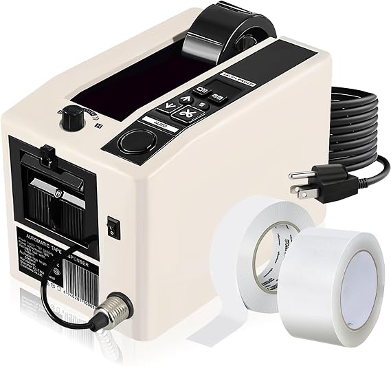 Electric Tape Cutting Machine, Automatic Tape Dispenser Cutting 8-50mm Width 999mm Cutting Length, Ribbon Cutting Machine for Wrapping/Packing Office Shipping, Businesses, Home Use