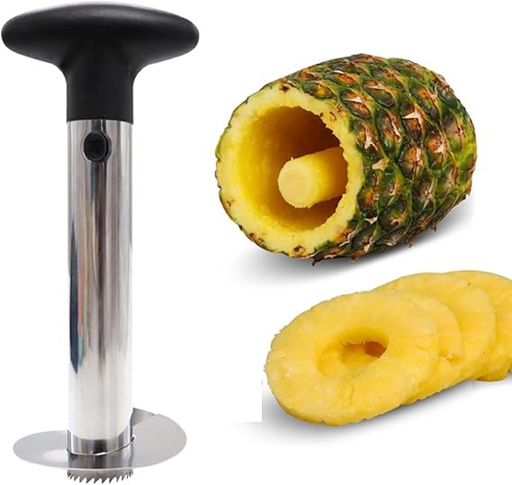 Pineapple Slicer Corer, Stainless Steel, Black, Plastic Handle, 24cm/9.5inch