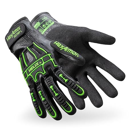 HexArmor A7 Cut-Resistant + Impact-Resistant Waterproof Work Gloves | Fluid-Resistant Safety Gloves | 21-Gauge High-Dexterity Shell | Nitrile Grip Palm | Touchscreen Compatible | Helix 3027IMP