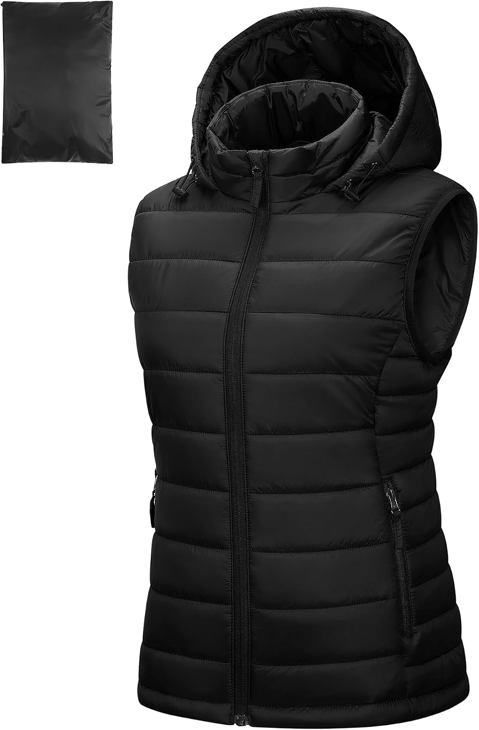 Outdoor Ventures Womens Lightweight Packable Hooded Puffer Vest Outerwear Zip Up Warm Sleeveless Winter Jacket Quilted Coat