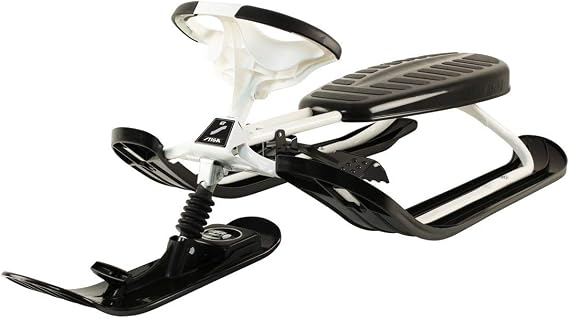 STIGA Snowracer Curve GT Road Luge Steering Sledge for Children and Adults with Shock Absorber - Black/White 120 x 55 x 40 cm