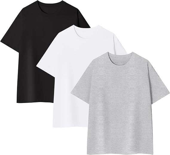 Eisctnd Men's Cotton Oversized T-Shirt Casual Short Sleeve Crewneck Tee