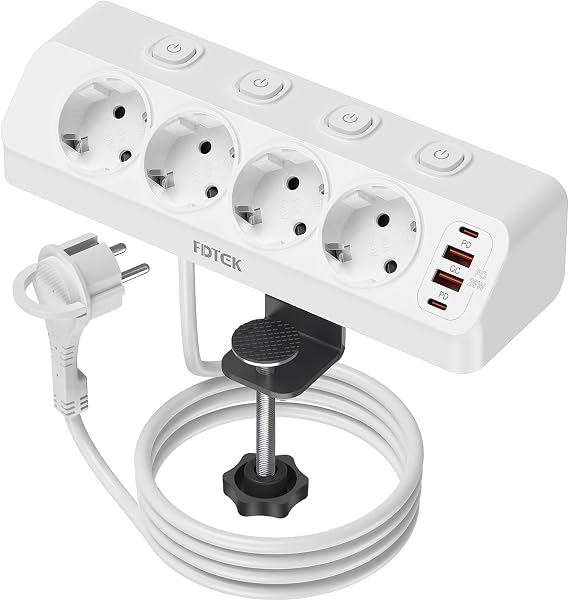 FDTEK PD 20 W USB C Table Socket 4-Way Corner Socket Strip Desk
