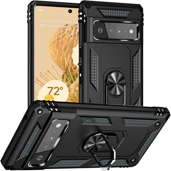 Yiakeng Pixel 6 Pro Case, Google Pixel 6 Pro Case, Silicone Shockproof Defense Bumper Armor Case Cover for Google Pixel 6 Pro (Black)