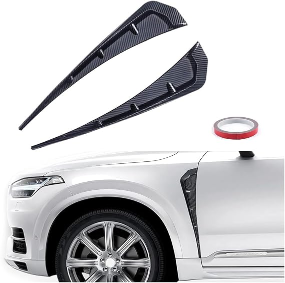 2PCS Universal Car Fender Side Vents Stickers ABS Spoiler Body Decoration Cover 16.1In Fender Air Flow Intake Hole Grille Spoiler for Honda Civic (Carbon Fiber)