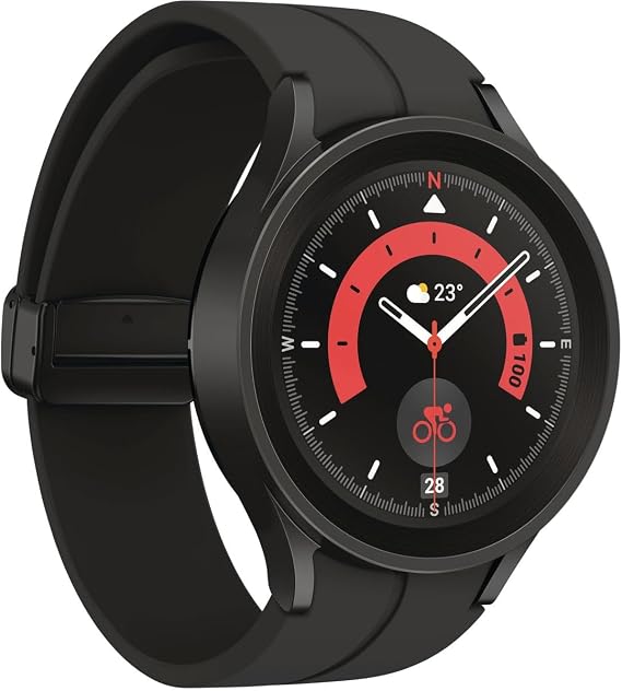 Samsung Galaxy Watch 5 Pro 45mm Bluetooth Smartwatch, Body, Health, Fitness, Sleep, Heart Rate Tracker, Improved Battery, Sapphire Crystal Glass, GPS Route Tracking, Titanium Frame, US Version, Black