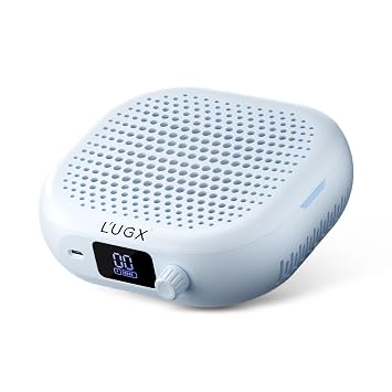 L'UGX Rechargeable Nail Dust Collector Profesional Compact Dust Collector Nail Tech with Strong Suction, 10-Speed Turbo Fan, LED Display Nail Dust Cleaner for Home & Salon Use - Stardust Beige