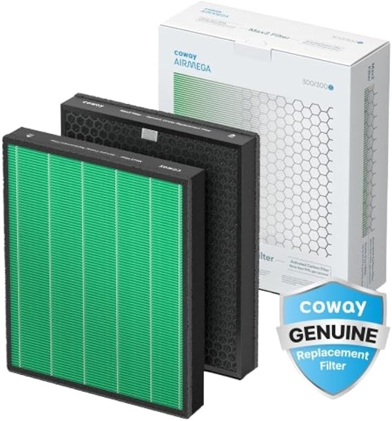 COWAY Airmega 300/300S Genuine Replacement Filter Set includes Max 2 HEPA and Activated Carbon, AP-1515-FP