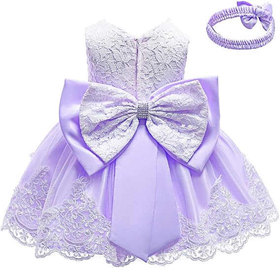 KISSOURBABY Toddler Baby Girls Embroideries Baptism Dresses Christening Special Occasions Gown for Baby Girl with Headwear