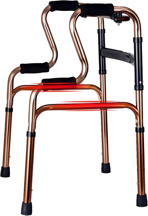 Walking Frame Walking Frame One Button Folding Elderly Walker, Portable Adjustable Height Lightweight Aluminum Walking Frame, Adults Mobility Aid For Indoor Outdoor(Walker Only)