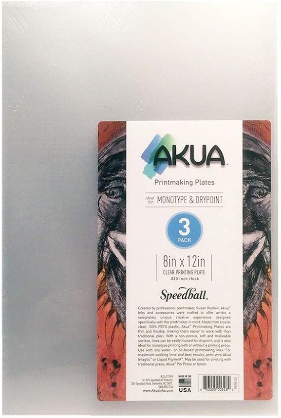 Akua Printmaking Plate, 8-Inch x 12-Inch, 3-Pack, Clear