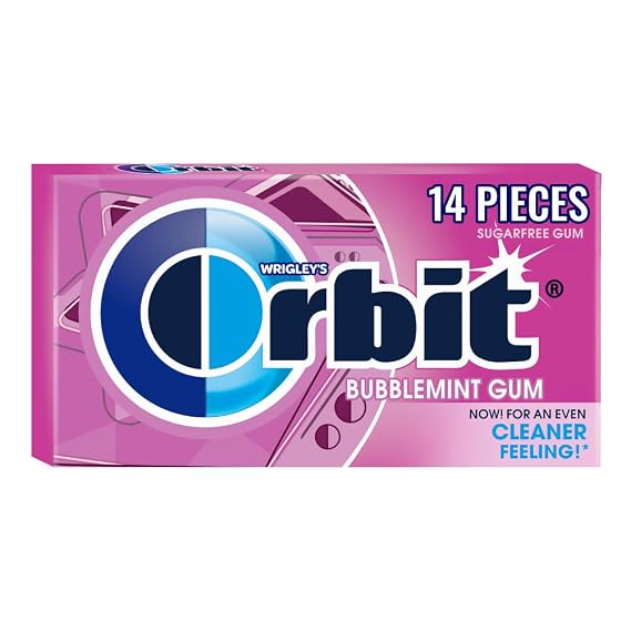 ORBIT Bubblemint Sugar Free Chewing Gums, Bubble Gum Candy Pack, 14 Piece
