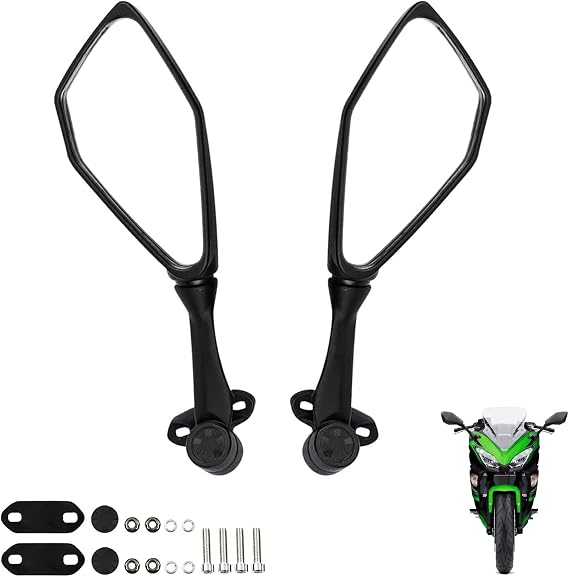 Ninja 300 Mirrors Motorcycle Rear View Mirror Ninja 250 ZX 6R 636 300R EX300 ABS 2011-2018 / Ninja 400 2011-2021 (Black(Fold))