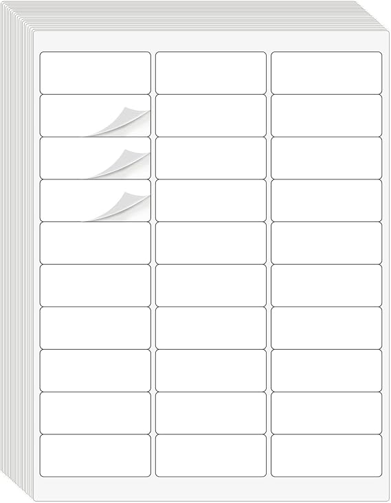 1" x 2-5/8" Address Labels 900 Labels Sticker Paper for Laser/Ink Jet Printer mailing Labels 8.5"11" White 30 per Sheet