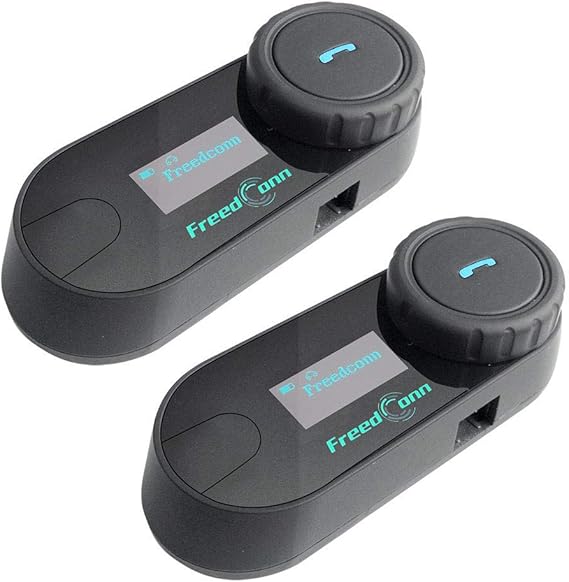 FreedConn TCOM-SC Motorcycle Helmet Bluetooth Intercom Headset Communication Systems Kit for 2 or 3 Riders, LCD Screen/FM Radio/Mobile Phone/MP3/GPS Connective/Range 800m/Handsfree (2 Pack)