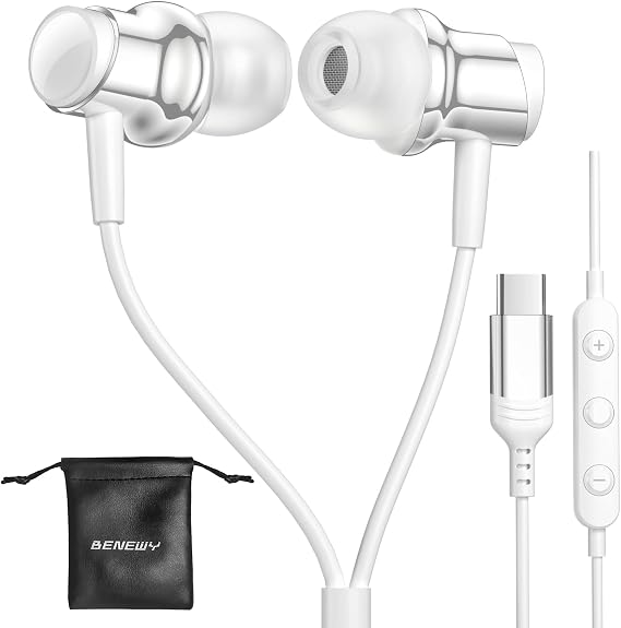 USB C Headphones Wired Earbuds for Samsung Galaxy S26 S25 S24 A57 iPhone 17