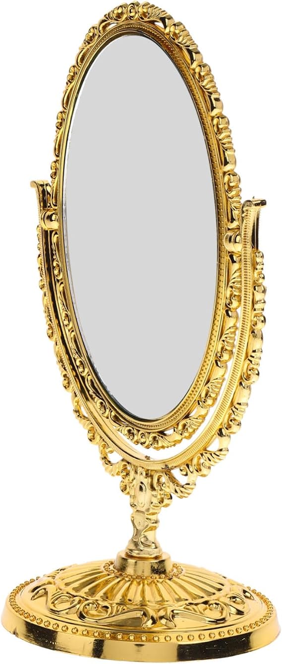 Oval Vintage Vanity Mirror Rotating Makeup Desk Mirror Magnifying French Country Style