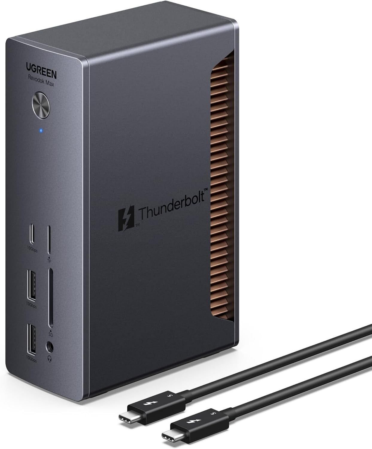 UGREEN Revodok 13-in-1 Thunderbolt 5 Docking Station PD140W Fast Charging with GaN, Dual Display Extension, 120Gbps High-Speed Data Transfer, 2.5Gbps Ethernet, SDTF 4.0 Card, 3.5mm Audio, USB A3.2