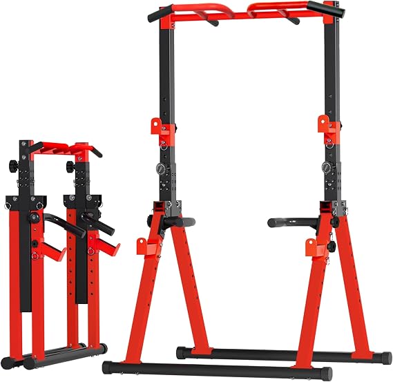 Foldable Power Tower Pull Up Bar Station, Adjustable Height