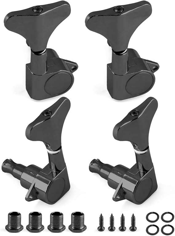 Jiozermi Black Sealed Guitar Tuners Pegs, 2L+2R, 4 String Bass