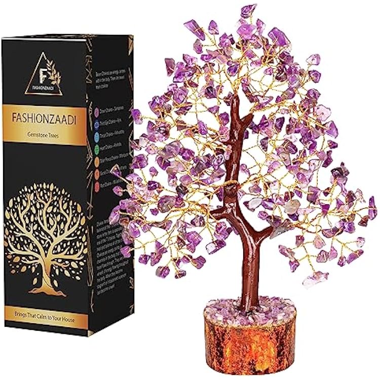FASHIONZAADI Amethyst Crystal Tree - Amethyst Decor for Positive Energy - Healing Stone Decor - Healing Gifts for Women - Feng Shui Tree - Good Luck Crystals Gifts