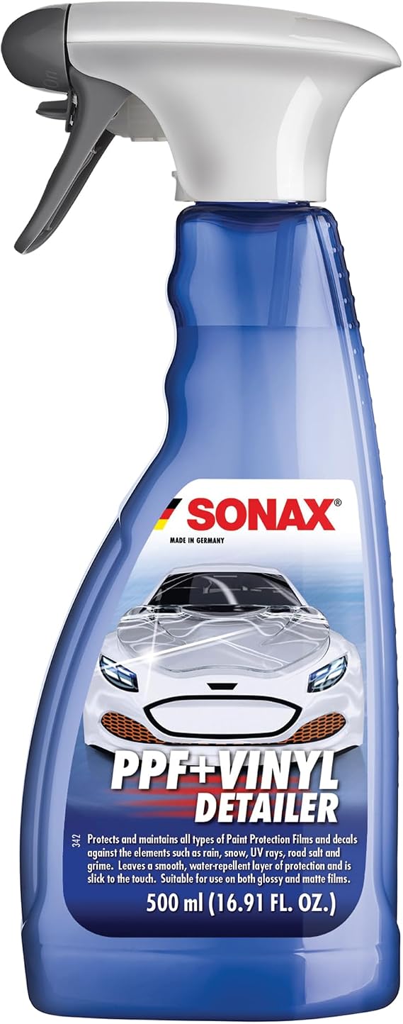 SONAX PPF + Vinyl Detailer | Protection & Maintenance for Paint Protection Films & Decals | Water-Repellent & UV Protection | Suitable for Glossy & Matte Finishes | 398241 | 500ml